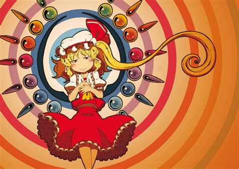 Blonde Hair Dress Flandre Scarlet Orange Ponytail Red Eyes Short Hair Sonson Eleven Touhou