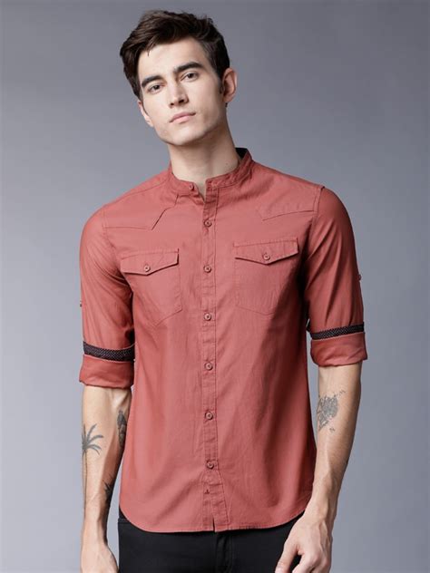 Buy Locomotive Rust Slim Fit Solid Casual Shirt For Men Online At Rs