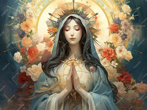 Premium Ai Image Beautiful Virgin Mary Our Lady Mother Of God Jesus