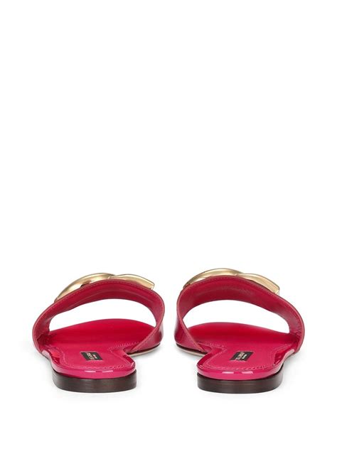 Dolce And Gabbana Dg Logo Patent Leather Sandals Pink Farfetch Uk