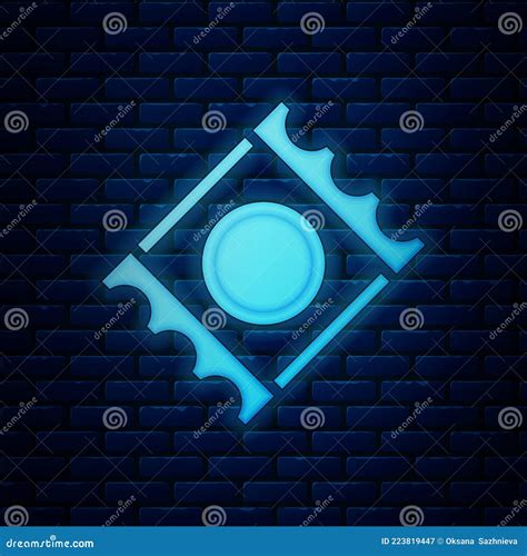 Glowing Neon Condom In Package Safe Sex Icon Isolated On Brick Wall Background Safe Love Symbol