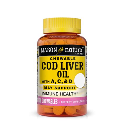 Купить Mason Natural Cod Liver Oil With Vitamin A, C & D 100 ...