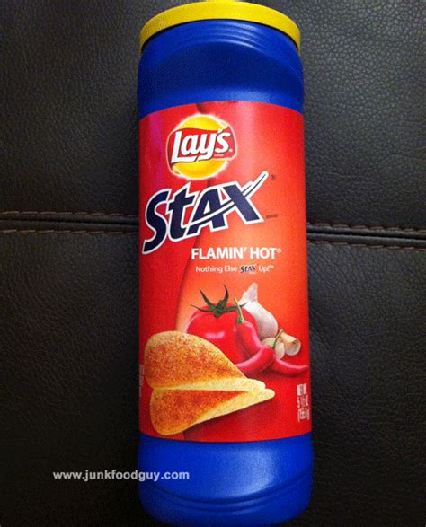 Review Lays Flamin Hot Stax SORRY FOR BEING A SLACKER Junk Food Guy Your Daily Snack Of