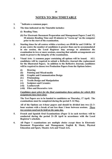 Timetable Csec May Jun 2014 Pdf