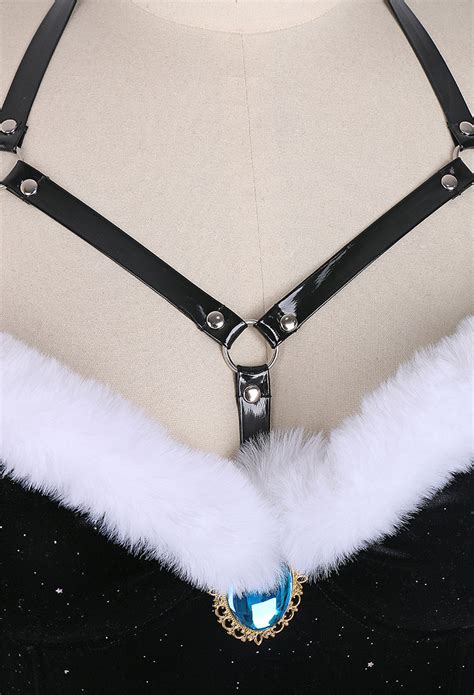 Gothic Christmas Sexy Lingerie Set Plush Homewear Romper With Headwear