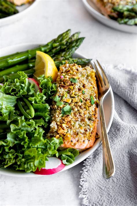 Pistachio Crusted Baked Salmon Easy Healthy Two Peas Their Pod