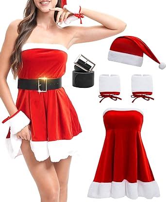 Vyxidex Women S Christmas Lingerie Set Piece Sexy Santa Babydoll Red Chemise With Accessories