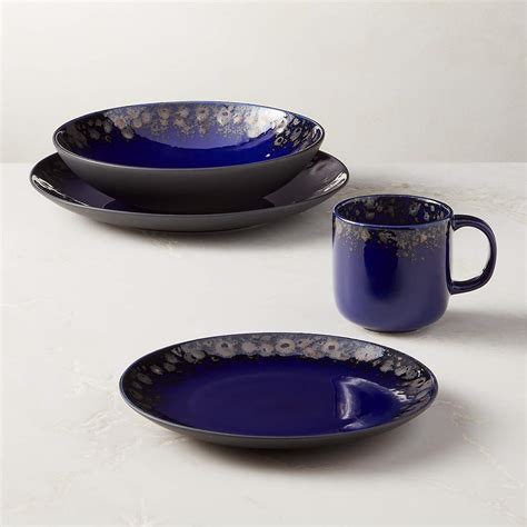 Cordelia 4 Piece Cobalt Blue Dinnerware Set With Pasta Bowl Cb2