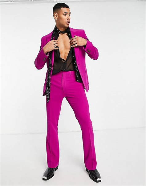 Asos Design Super Skinny Suit In Fuchsia Pink Asos