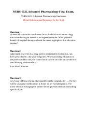 NURS 6521 Final Exam NURS 6521Advanced Pharmacology 2022 Docx NURS