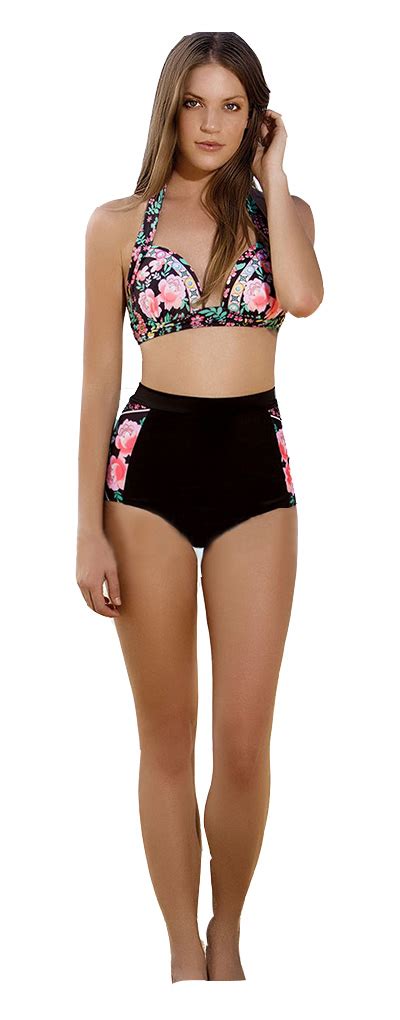 STRÓJ KĄPIELOWY BIKINI WYSOKI STAN KWIATY KOLOR XL oficjalne archiwum Allegro