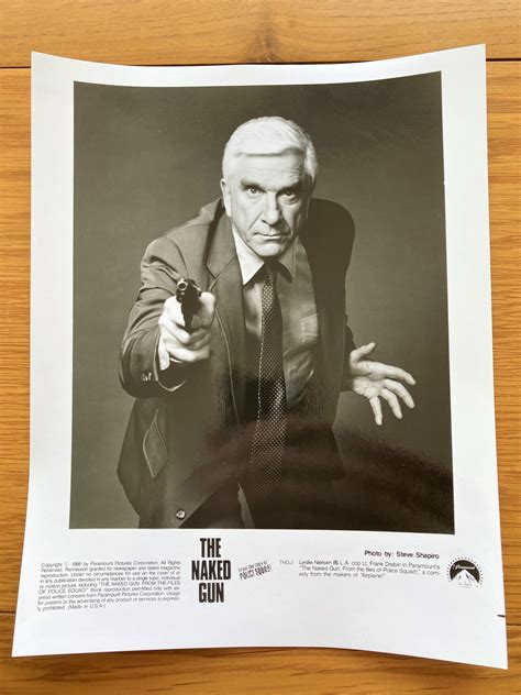 Leslie Nielsen B W 8 X 10 Publicity Photograph From The Naked Gun 1988 Paramount Pictures Home