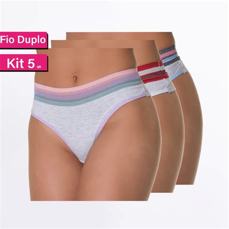 Kit Tanga Lingerie Fio Duplo Algod O Mescla Feminina N O Marca Shopee Brasil