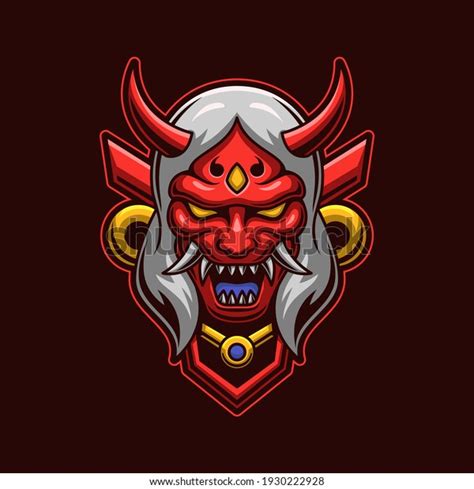 Demon Head Mask Logo Gaming Devil Stock Vector Royalty Free