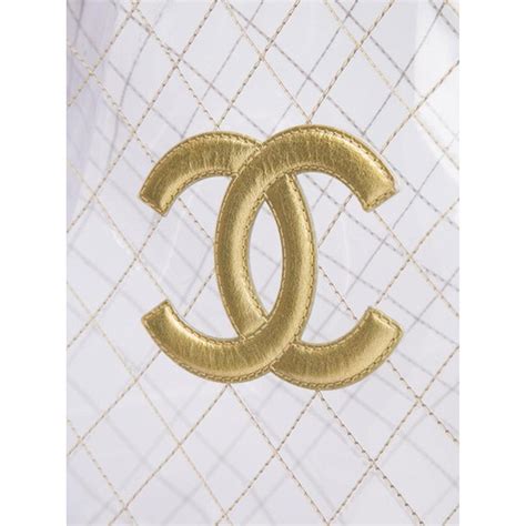 Chanel Rare Vintage S Xxxl Oversized See Through Naked Gold Accent Pvc Tote For Sale At Stdibs