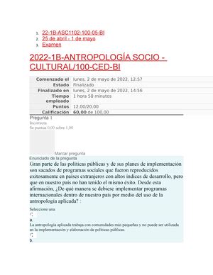 Antropologia Examen Pruebas B Antropolog A Socio Cultural