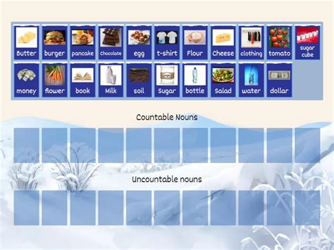 Countable And Uncountable Nouns Ordenar Por Grupo