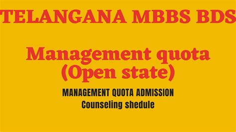 Telangana Mbbs Bds Counselling Telangana Management Quota