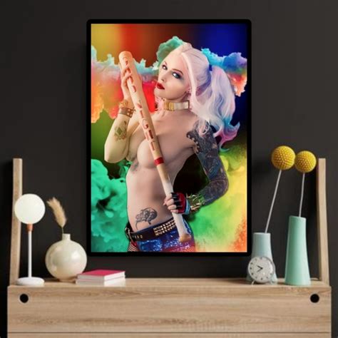 DC Comics Art Harley Quinn Rainbow Smoke Nude Sexy Poster Poshmark