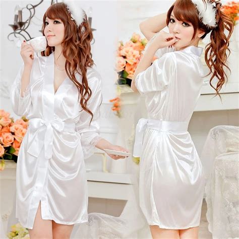 Hot Sale Women Sexy Ice Silk Robe Sets Open Front Lingerie Soft Pajamas