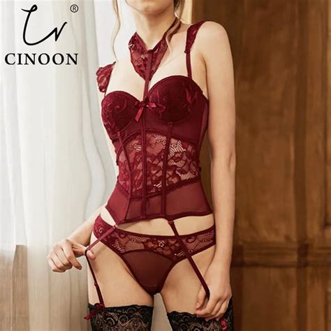 CINOON Floral Lace Corsets And Bustiers Lingerie Always
