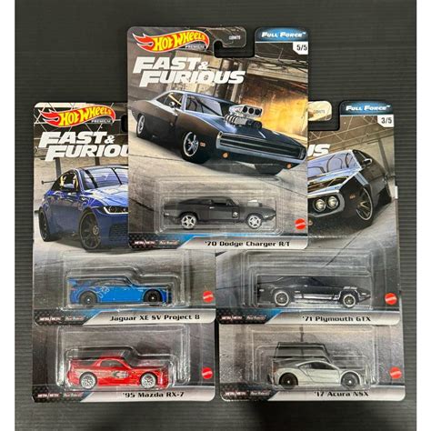 Hot Wheels Fast Furious Full Force Mazda Rx Acura Nsx Plymouth Jaguar Dodge Charger R