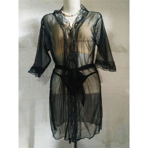 Jual Kimono Set Lingerie Renda Transparan Wanita Shopee Indonesia