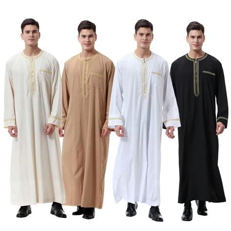 High Quality Mens Arabic Robe Thobe Jubah Cotton Middle East