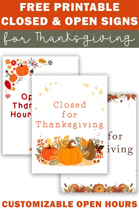 Free Printable Closed For Thanksgiving Sign