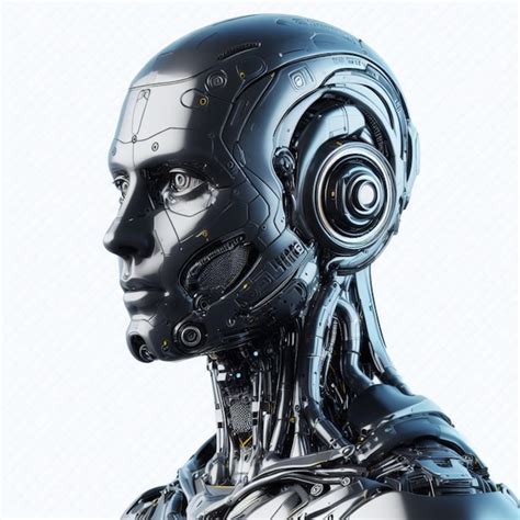 Premium Ai Image Futuristic Blackfaced Robot On Cuttingedge Dark