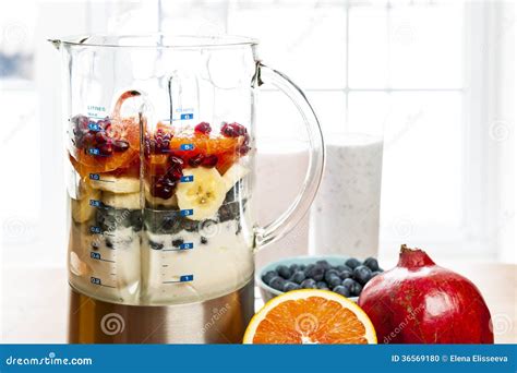 Making Smoothies In Blender With Fruit And Yogurt Stock Photo - Image ...