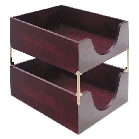 Double Deep Hardwood Stackable Desk Trays By Carver™ Cvr08213
