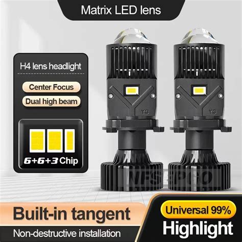 Canbus H4 LED Farol L Mpadas Kit Mini Lens Alta E Baixa Beam Turbo Fan