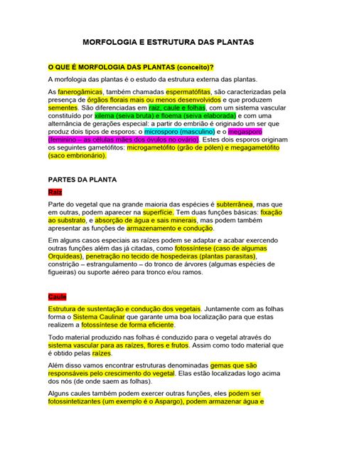 Morfologia Das Plantas - Morfologia e Estrutura Das Plantas | PDF | Raiz | Plantas