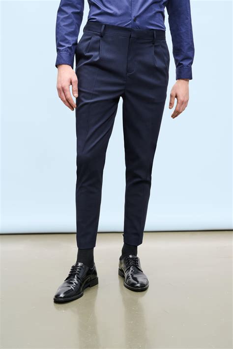 Burton Slim Fit Tapered Fit Navy Pleated Suit Trousers Debenhams