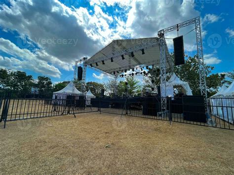 concert stage. Empty concert stage at an outdoor concert without ...