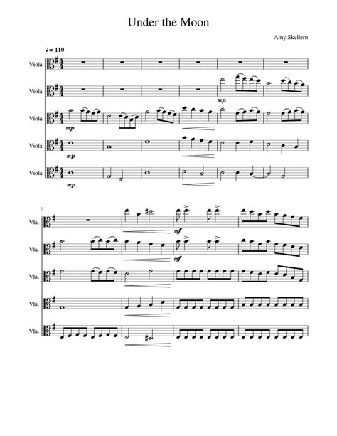 Under The Moon Sheet Music For Viola Mixed Quintet