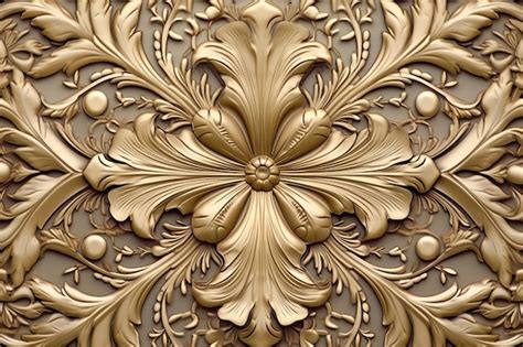 Premium AI Image An Ornate Gold Wall Panel With Flowers And Leaves