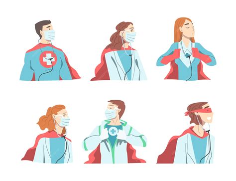 Premium Vector | Doctor hero with male and female medical staff in