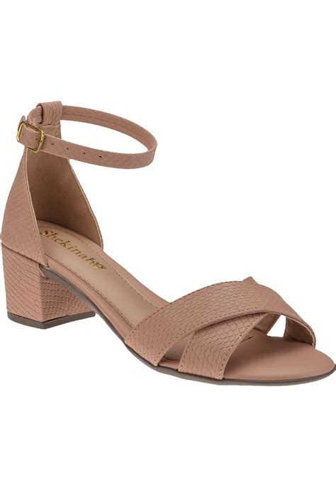 Sandália Saltinho Confortável Shekinah X Na Frente Salto Feminino Baixo Nude Compre Agora