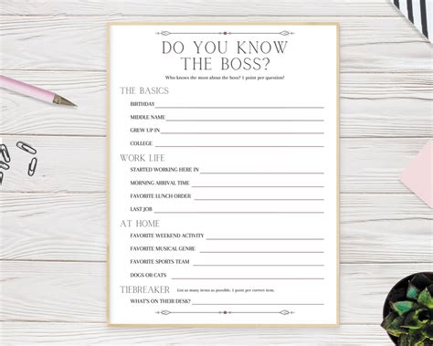 Who Knows The Boss Printable Game Virtual Work Happy Hour Activity Fun