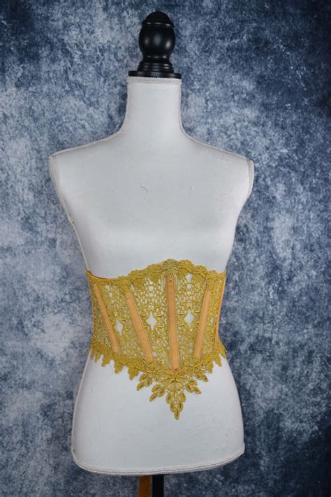 Embroidered Sheer Lace Waist Corset Lingerie Belt Etsy