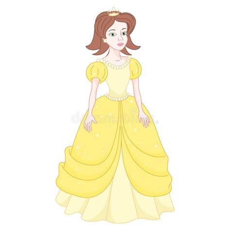 Beautiful Brunette Princess Naughty Princess In Yellow Dress Stock Vector Illustration Of