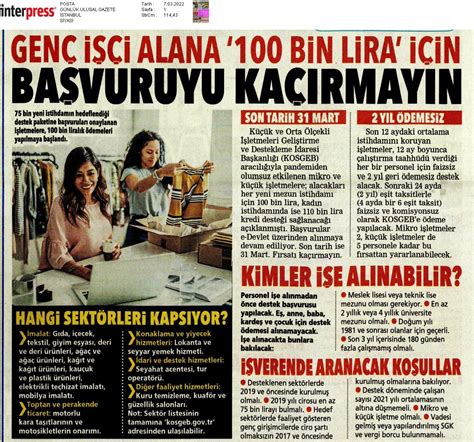 Posta Gazetesi KOSGEB T C Küçük ve Orta Ölçekli İşletmeleri