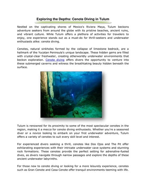 PPT Exploring The Depths Cenote Diving Tulum PowerPoint Presentation