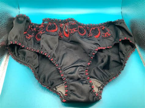 Vintage Black Nylon Bikini Lace Panties Keynote Etsy