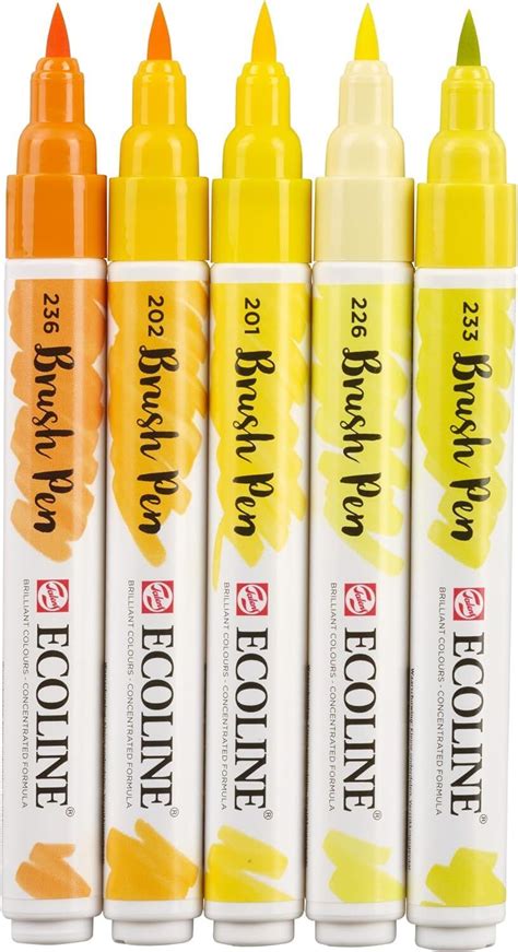 Talens Ecoline Brush Pens Yellow Ebay