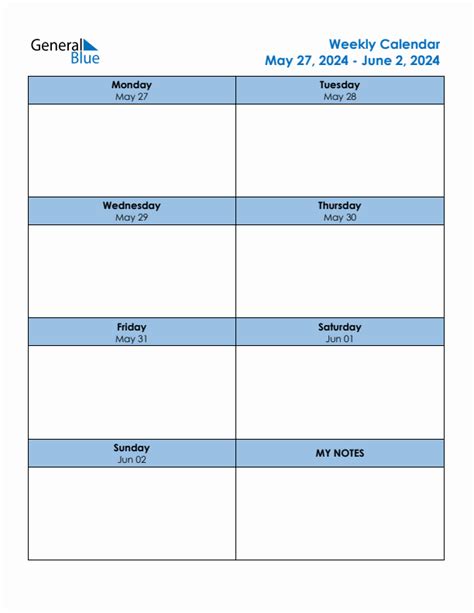 Editable Weekly Planner For The Week Of May 27 2024