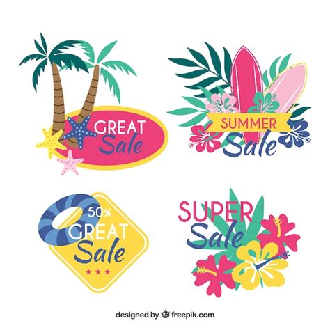 Colecci N De Insignias De Venta De Verano Con Elementos Vector Gratis