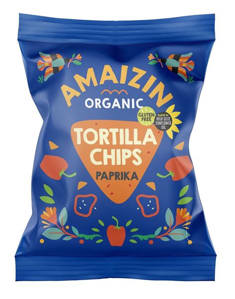 CHIPSY TORTILLA KUKURYDZIANE PAPRYKOWE BEZGLUTENOWE BIO 75 G AMAIZIN